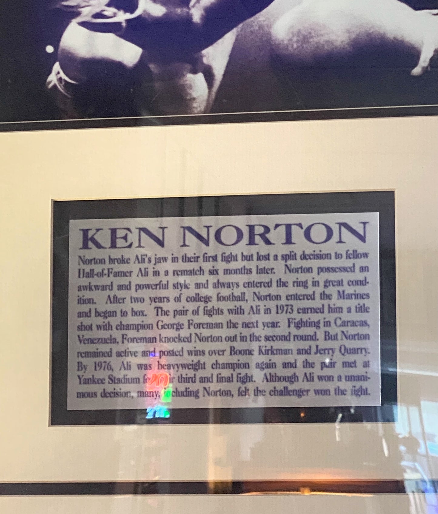 Framed Ken Norton Signed Magazine and Plaque *LOCAL PICKUP ONLY*