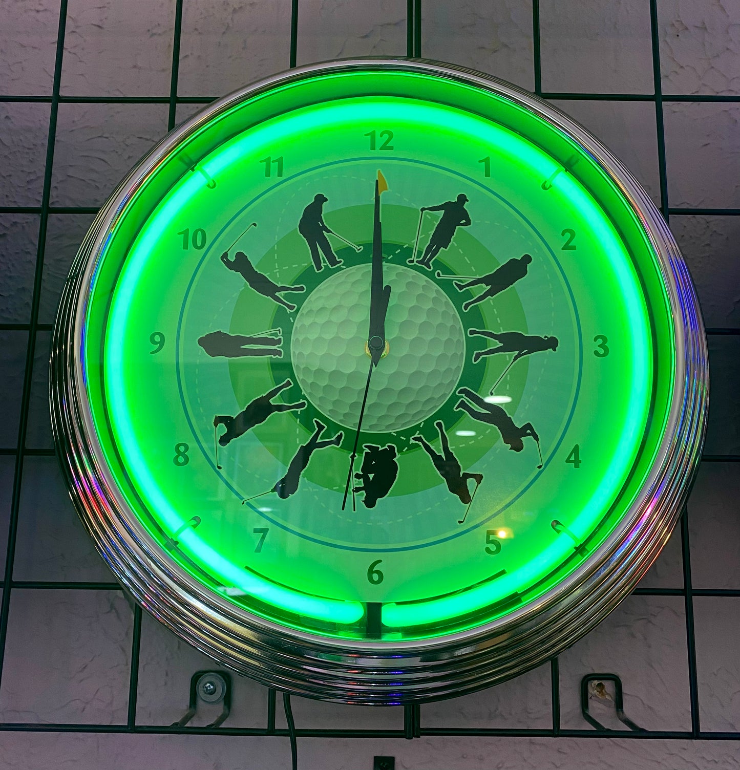 Green Golf Neon Clock
