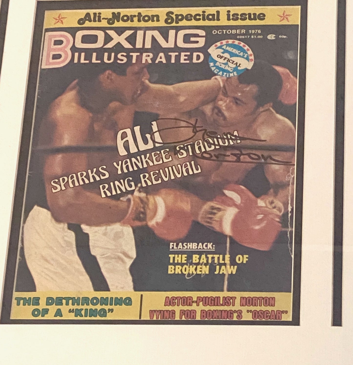 Framed Ken Norton Signed Magazine and Plaque *LOCAL PICKUP ONLY*