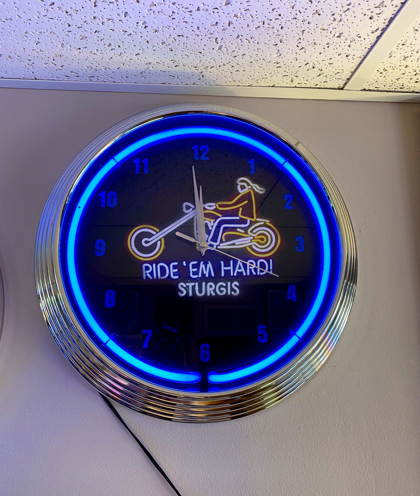 Sturgis 'Ride Em Hard' Neon Clock
