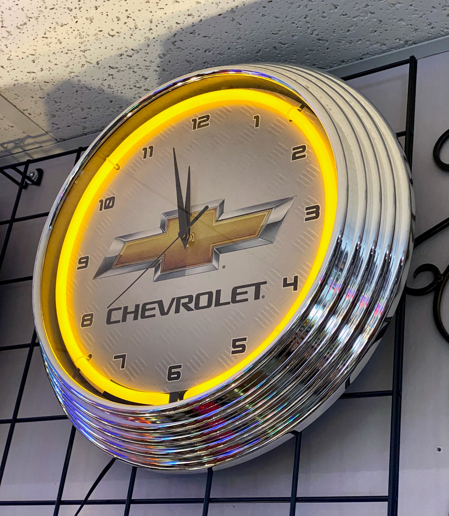 Yellow Chevrolet Neon Clock