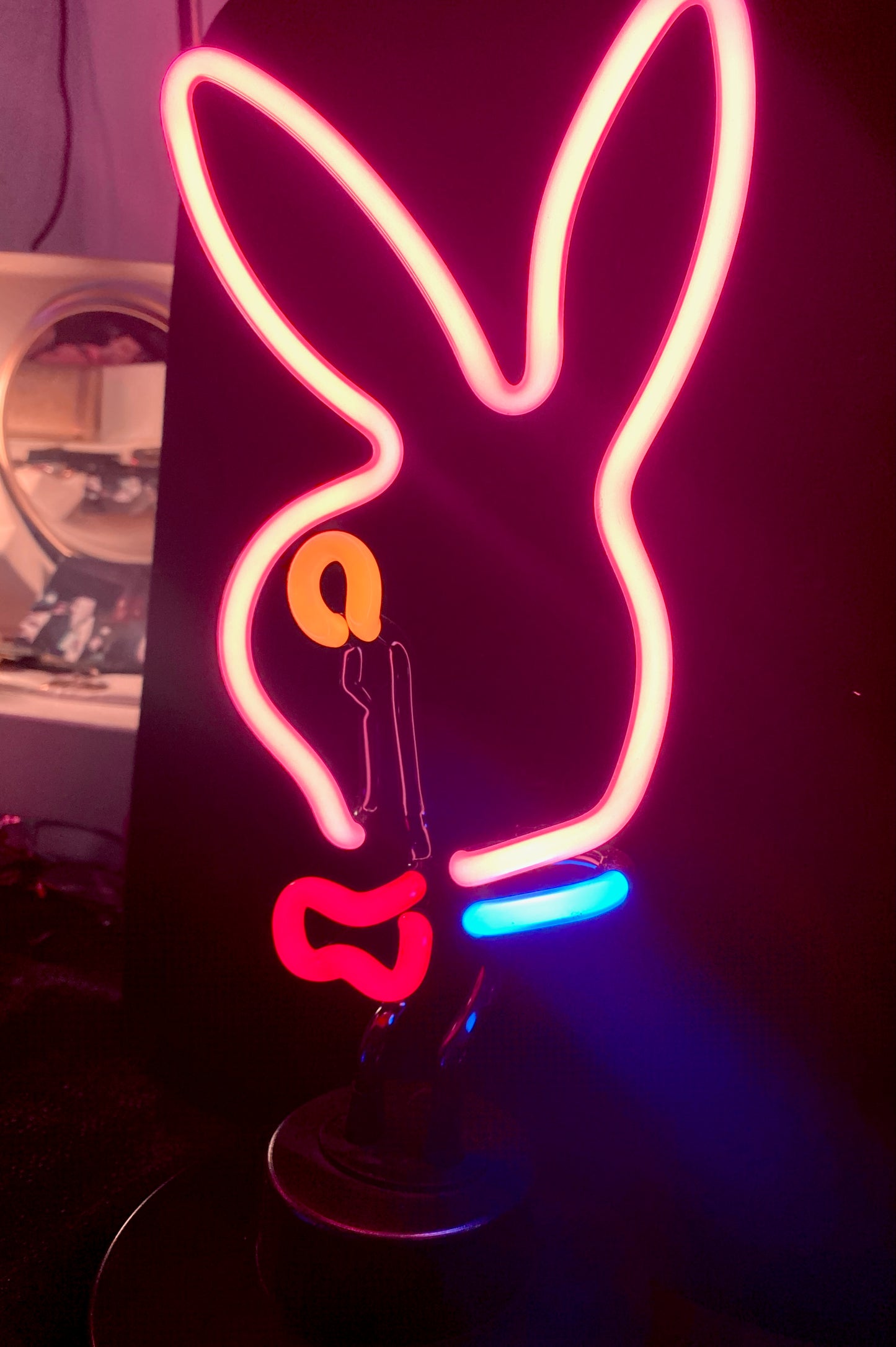 Pink Bunny Head Neon Sculpture