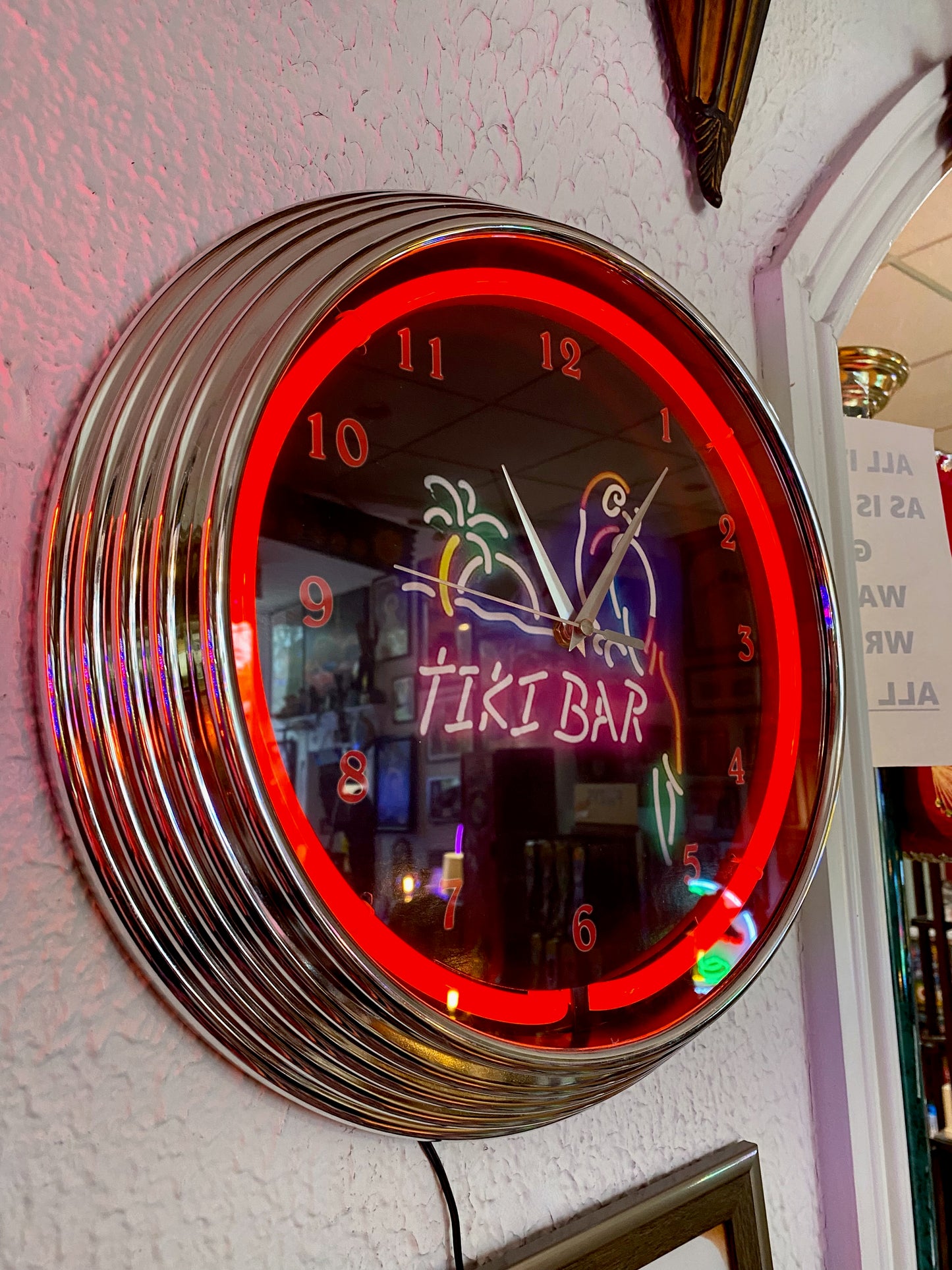 Tiki Bar Neon Clock
