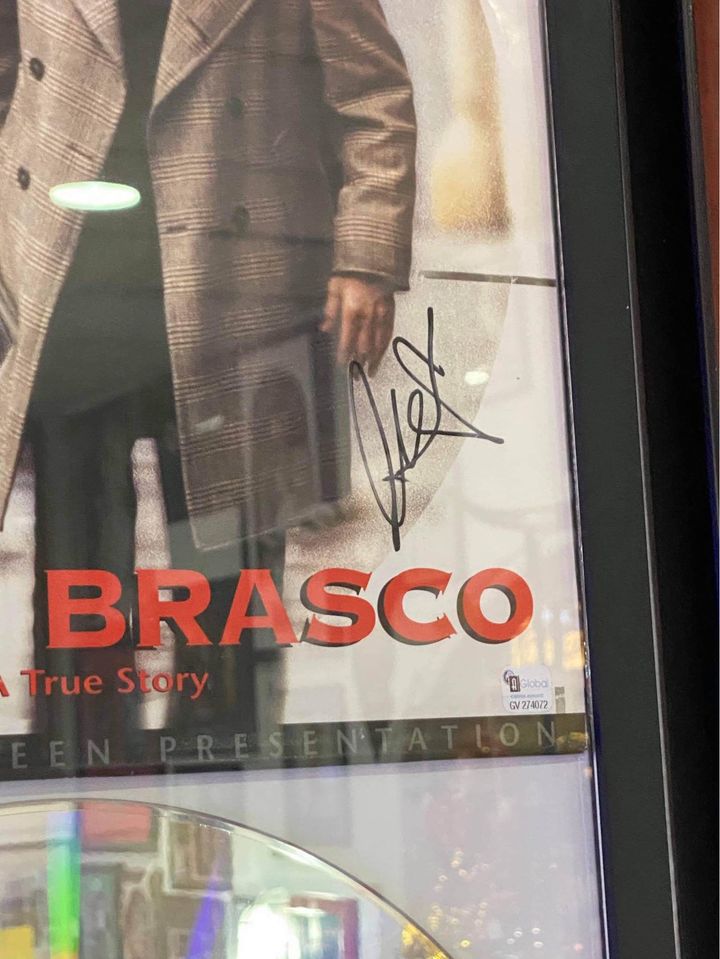 Signed Johnny Depp Donnie Brasco Movie Poster With Laser Disc